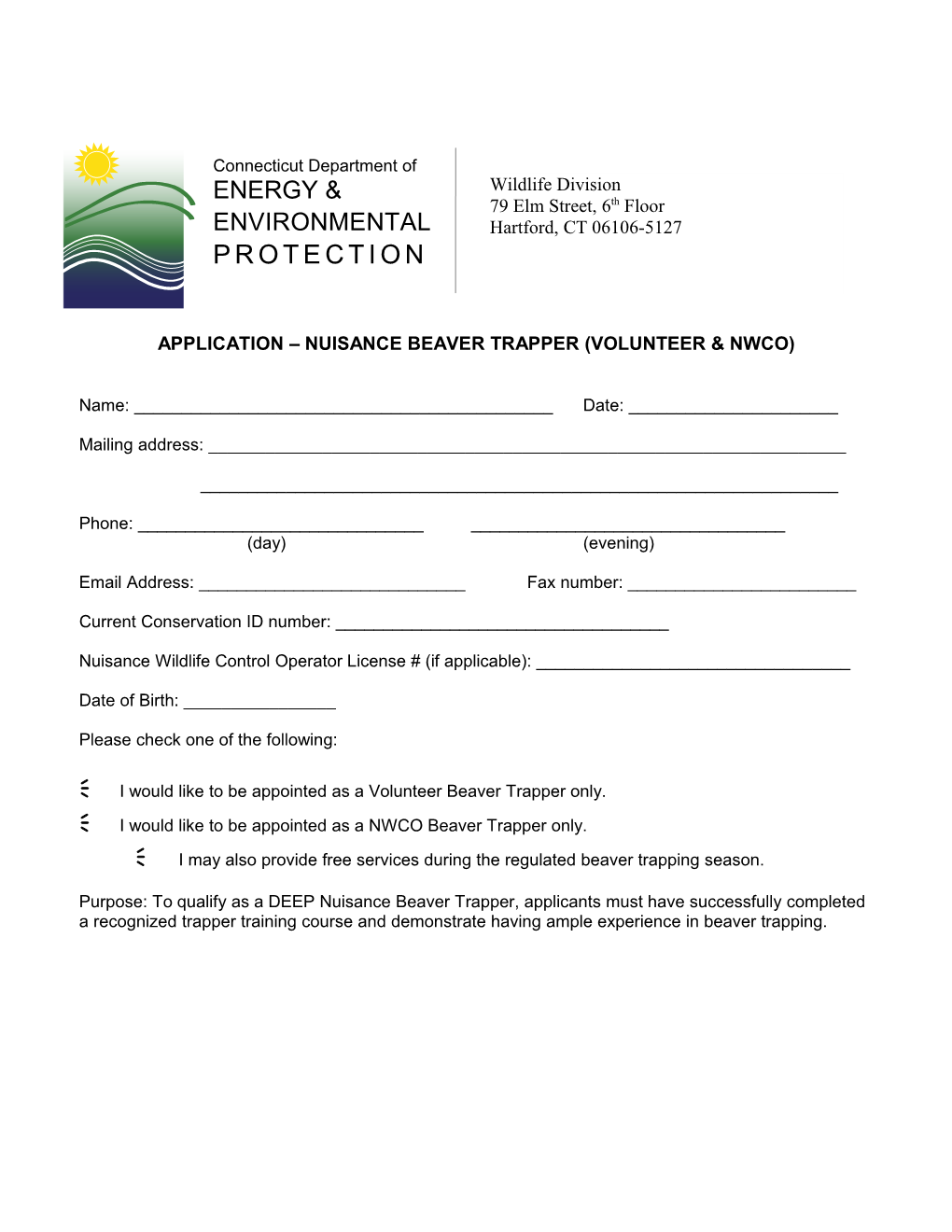 2000-2002 Volunteer Nuisance Beaver Trapper Application