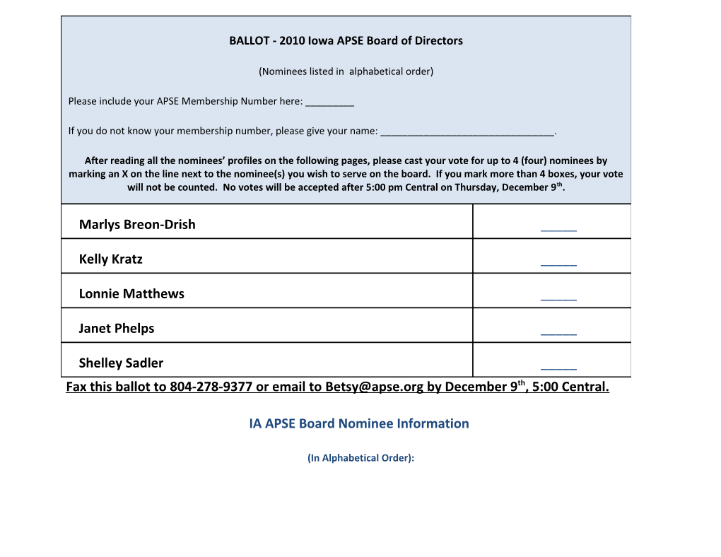 IA APSE Board Nominee Information