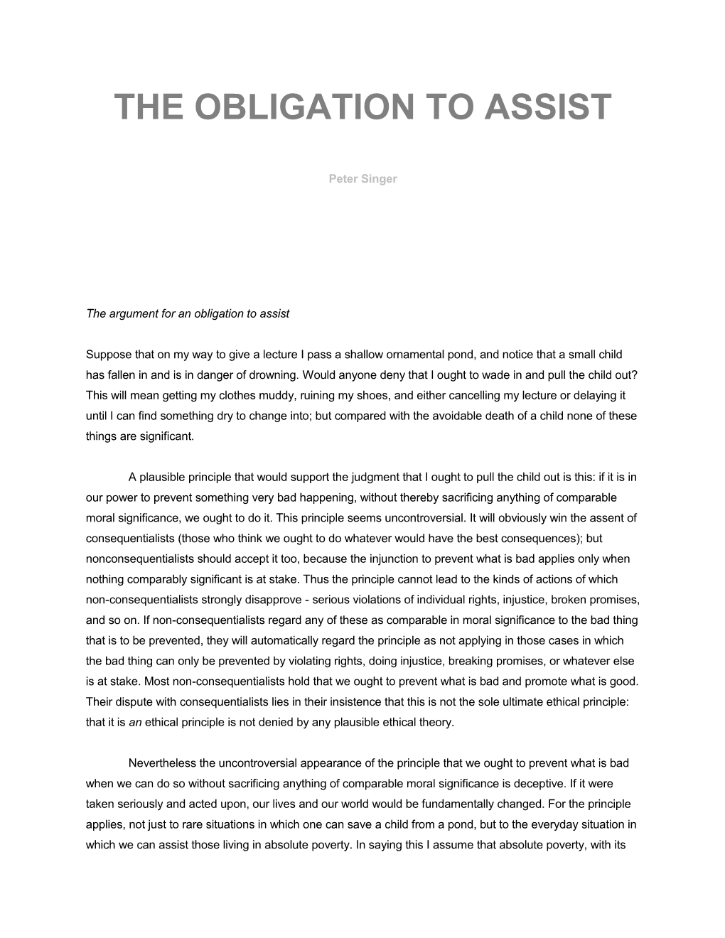 The Obligation to Assist