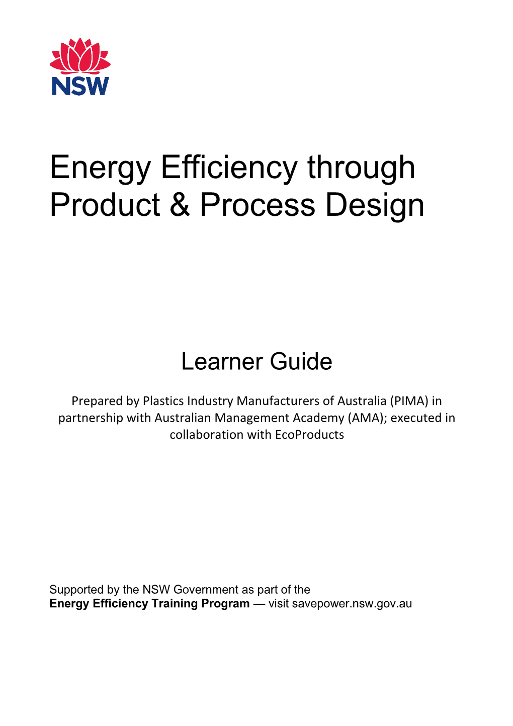 Energy Efficiency Through Product & Process Design Learner Guide