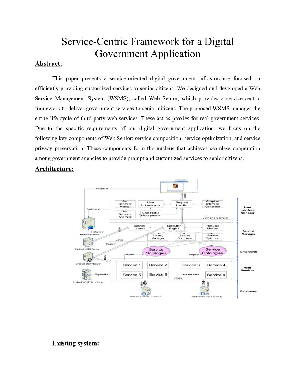 Service-Centric Framework for a Digital Government Application