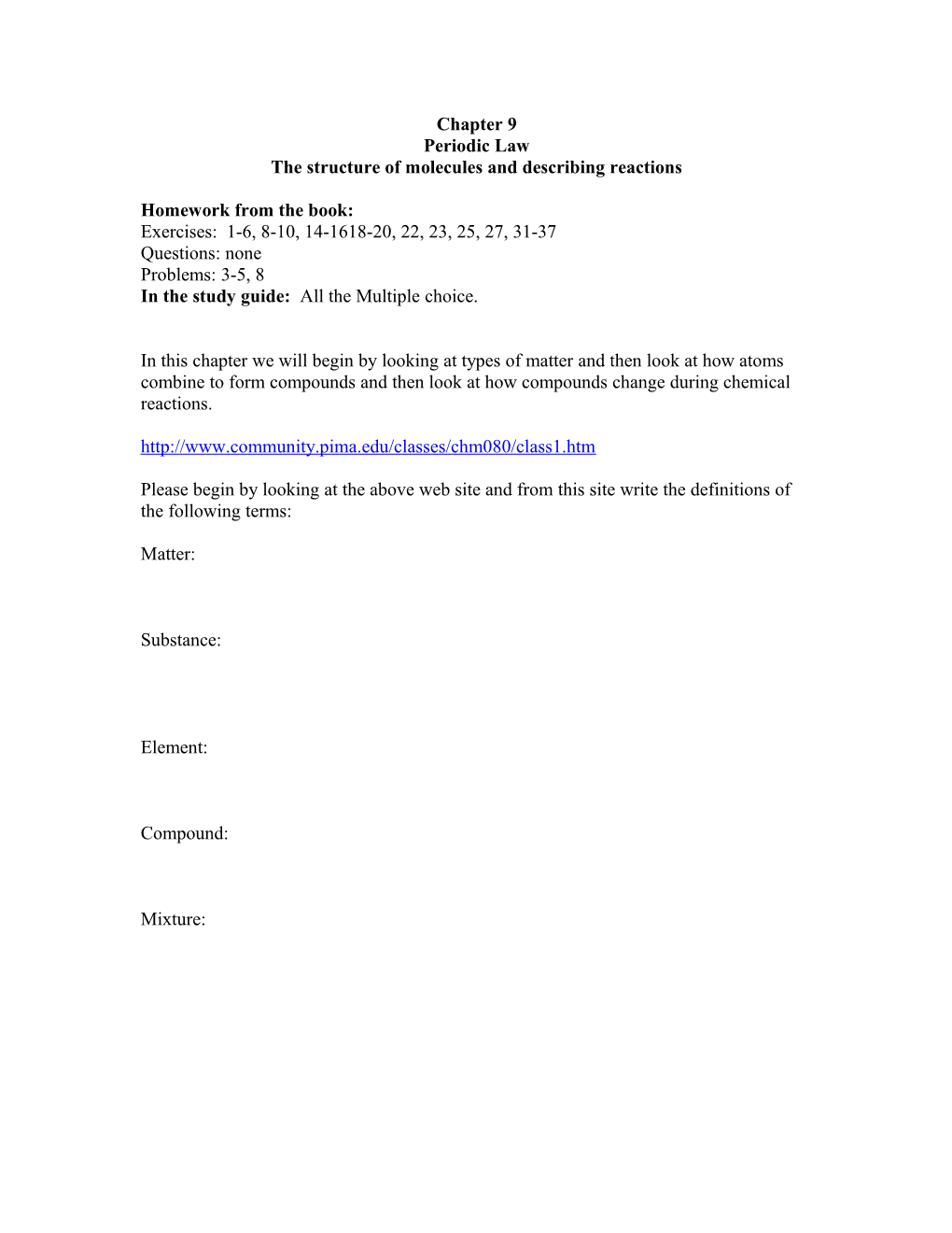 The Structure of Molecules and Describing Reactions