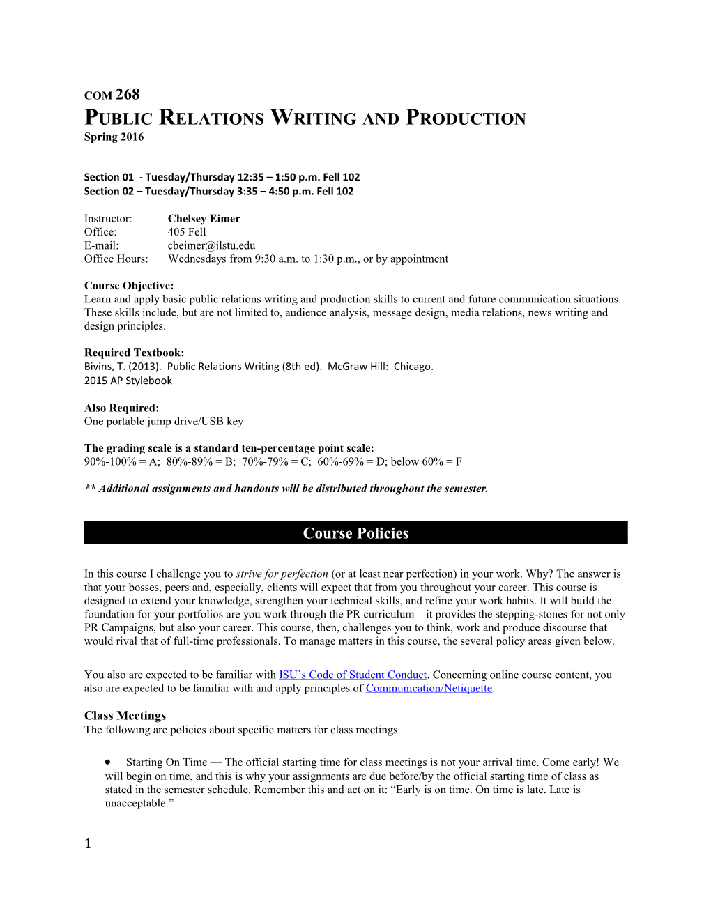 Public Relations Writing (Com 268)