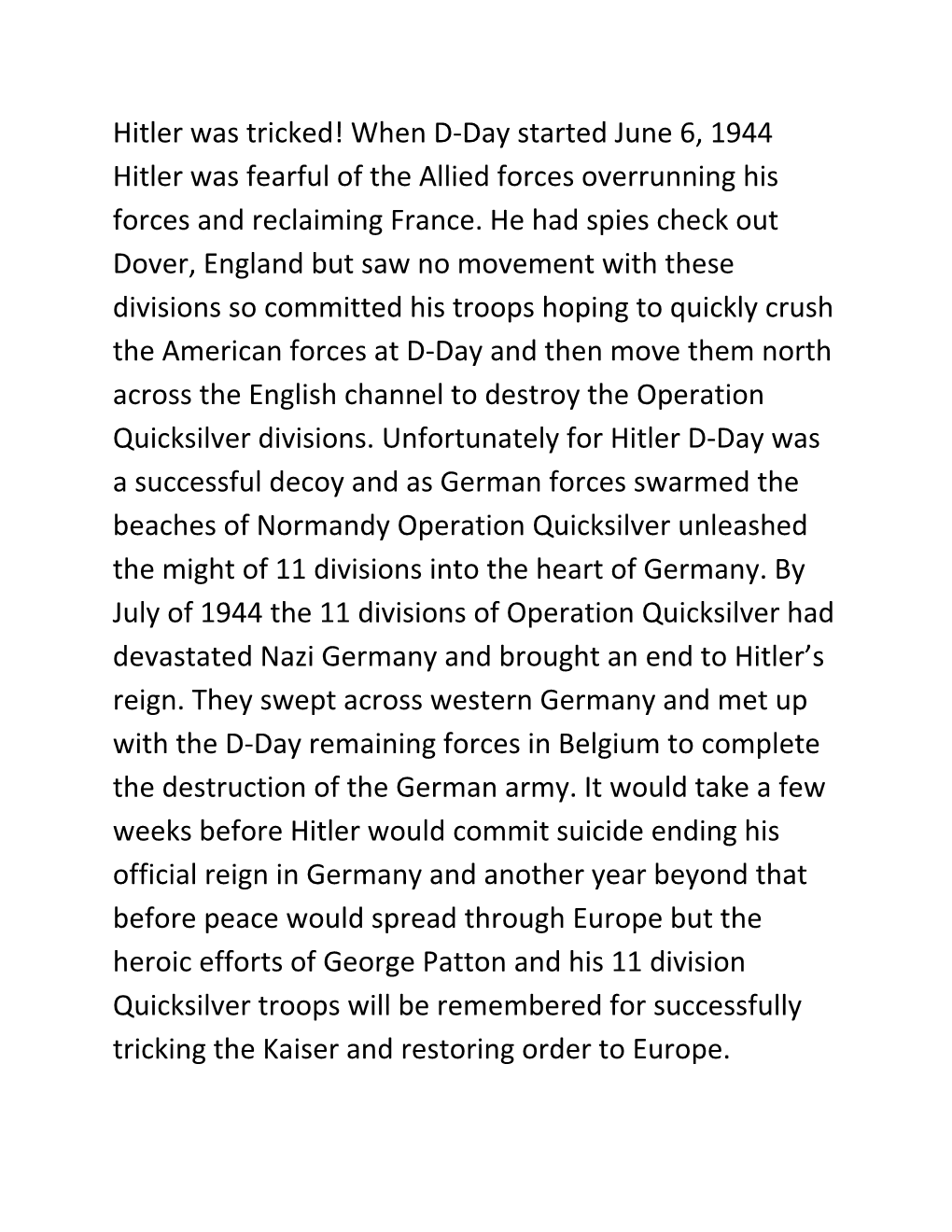 Operation Quicksilver and D-Day