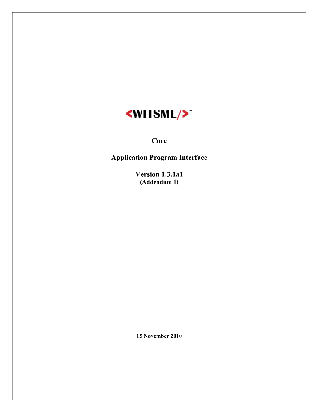 WITSML Core Application Program Interface