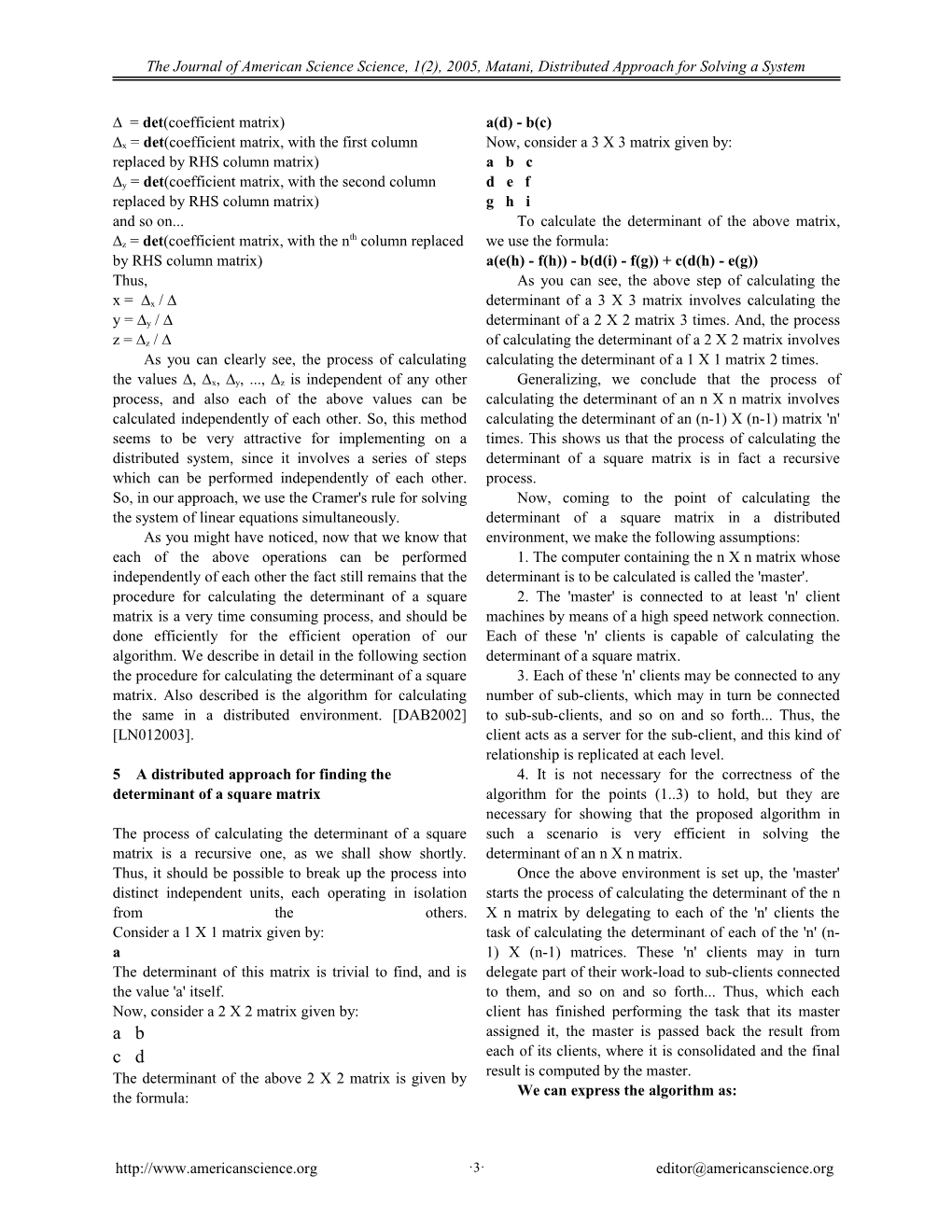 Distributed Approach for Solving a System of Linear Equations