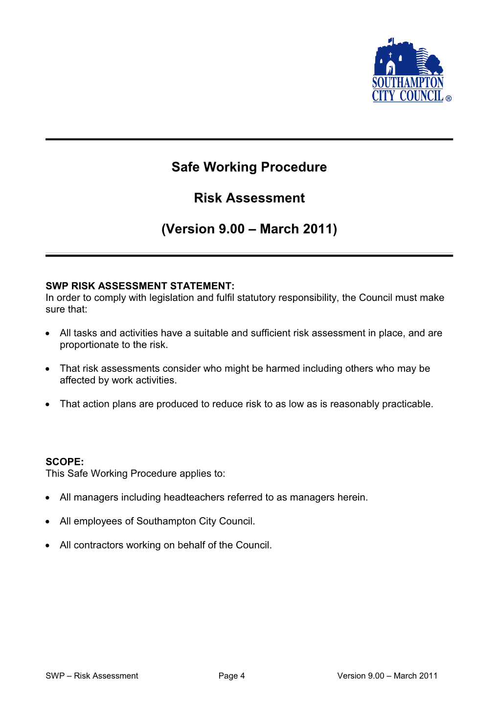 SWP - Risk Assessment