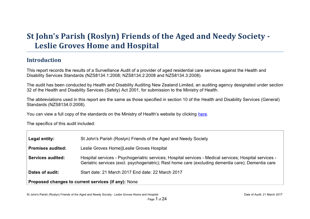 St John's Parish (Roslyn) Friends of the Aged and Needy Society - Leslie Groves Home And