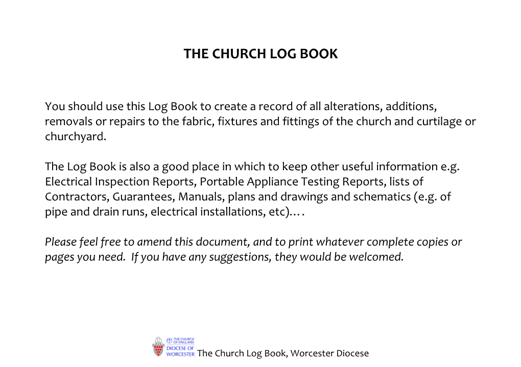 The Church Log Book