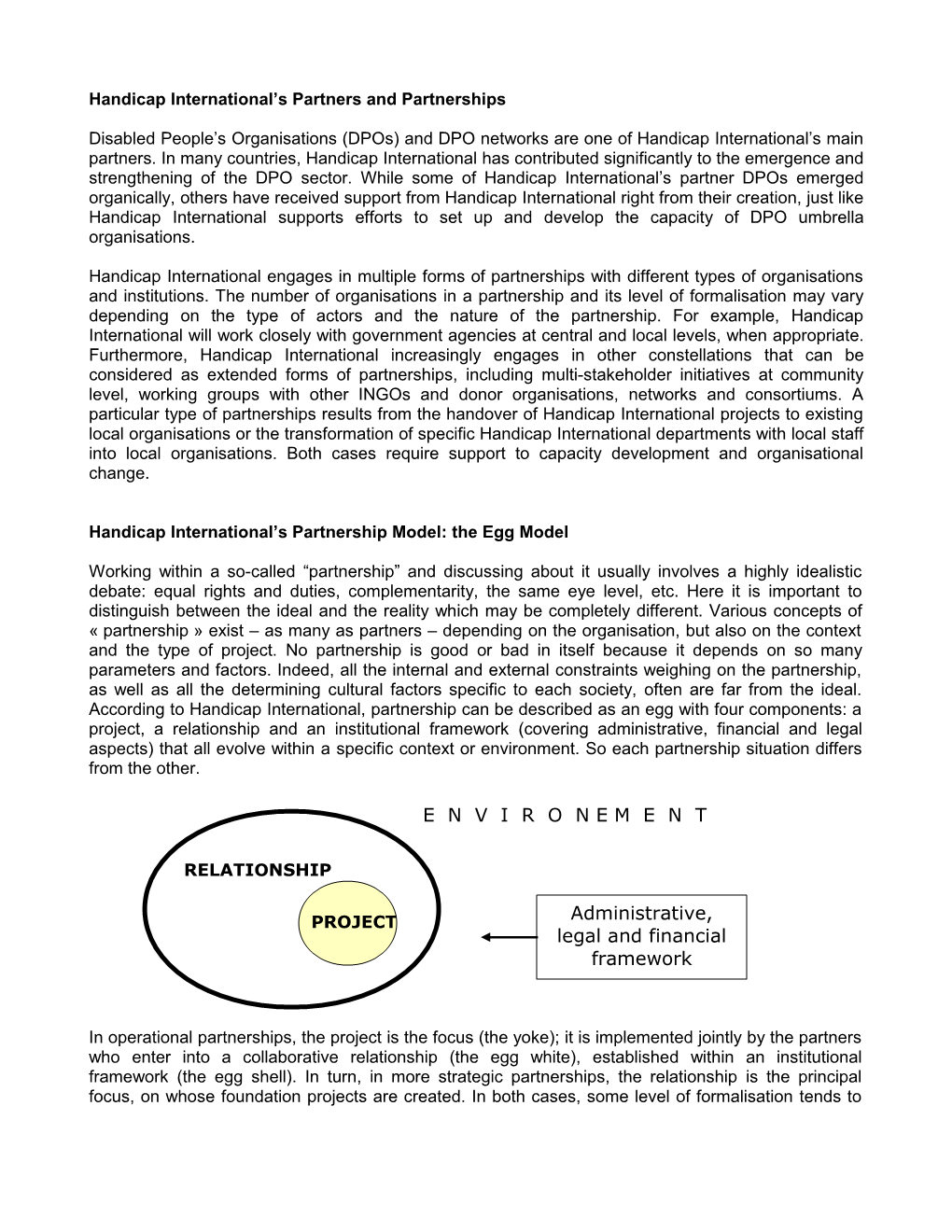 Handicap International S Partners and Partnerships