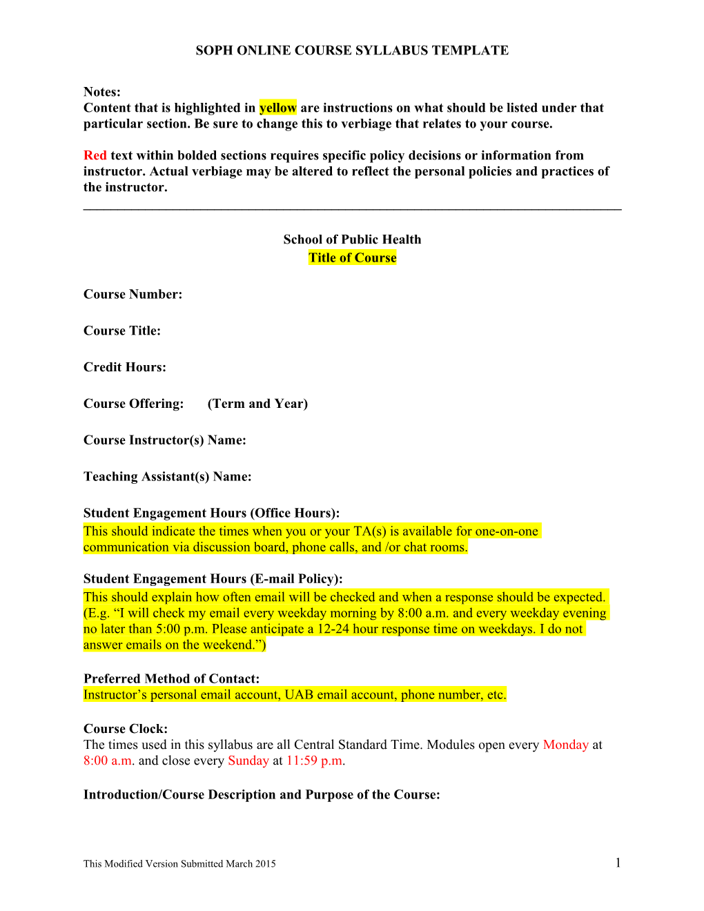 Soph Online Course Syllabus Template