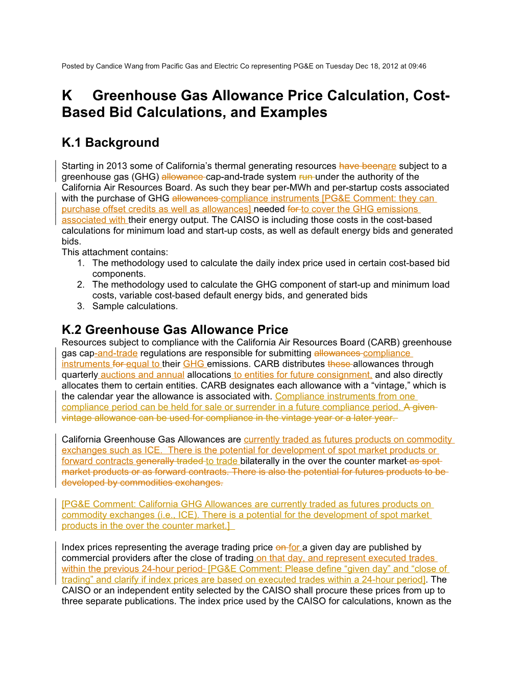 Kgreenhouse Gas Allowance Price Calculation, Cost-Based Bid Calculations,And Examples
