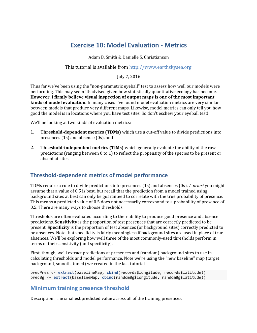 Exercise 10: Model Evaluation - Metrics