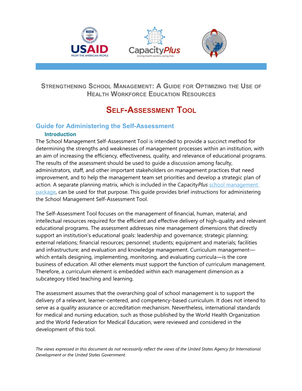 Guide for Administering the Self-Assessment