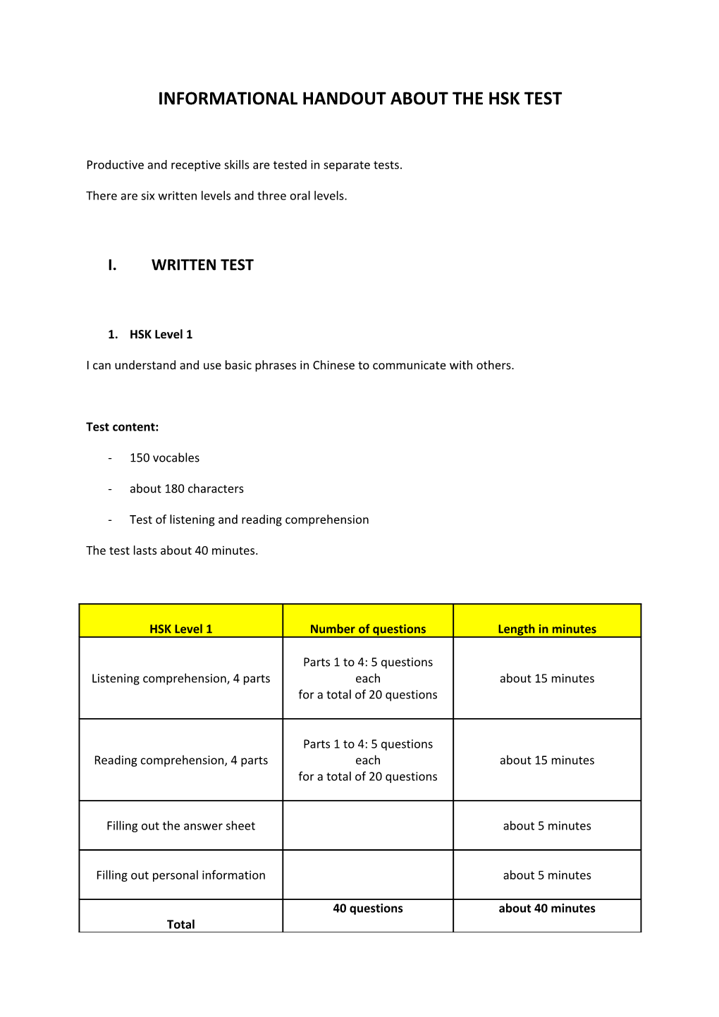 Infoblatt Zur Hsk-Prüfung