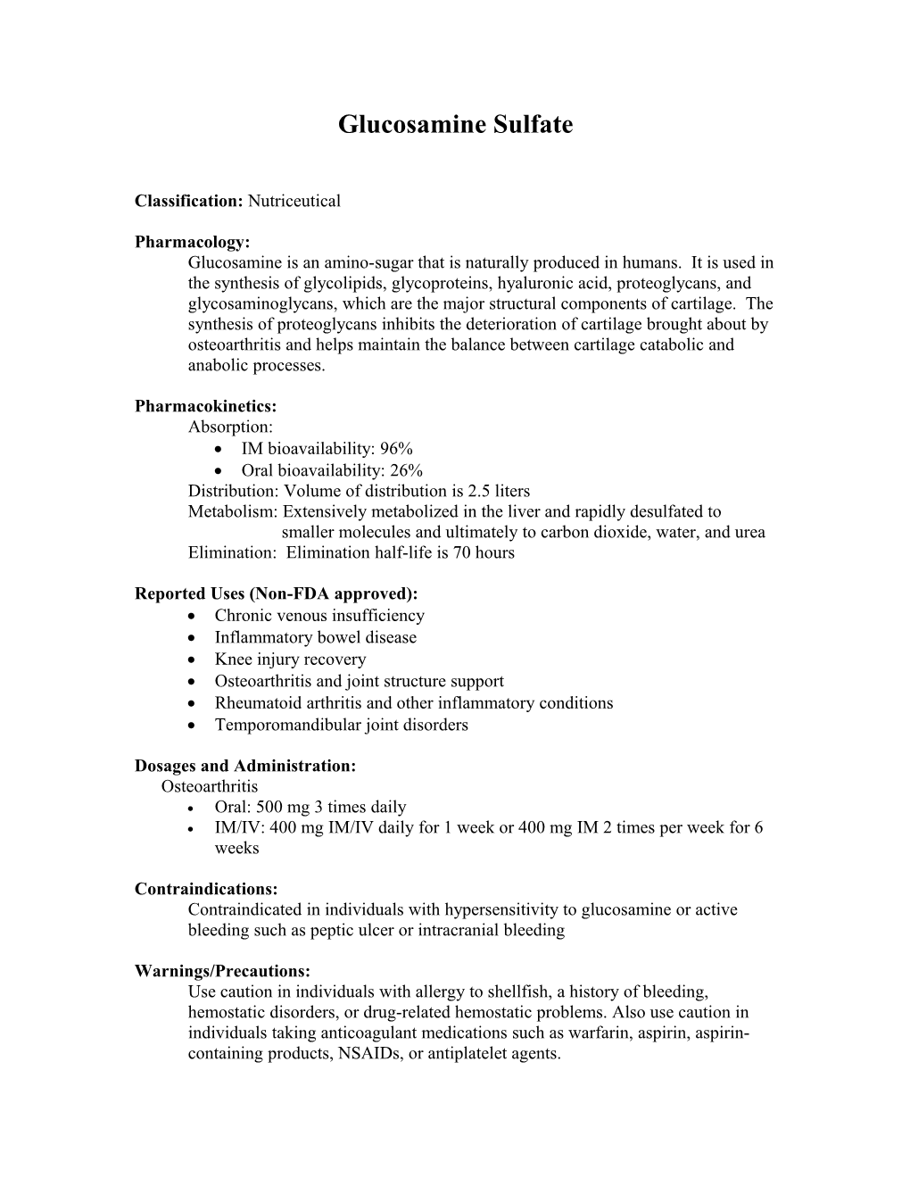 Glucosamine Sulfate