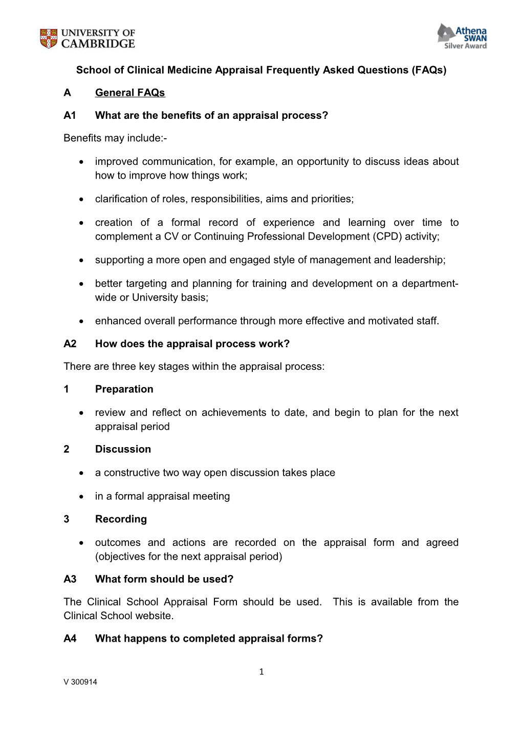 School of Clinical Medicine Appraisal Frequently Asked Questions (Faqs)