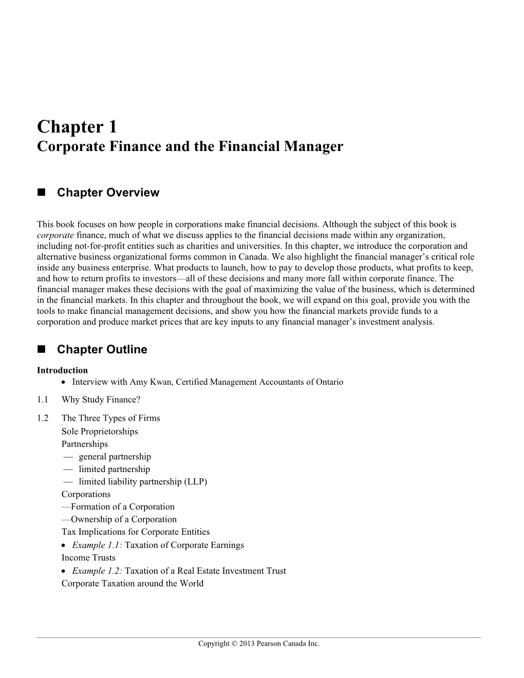 Chapter 1 Corporate Finance and the Financial Manager