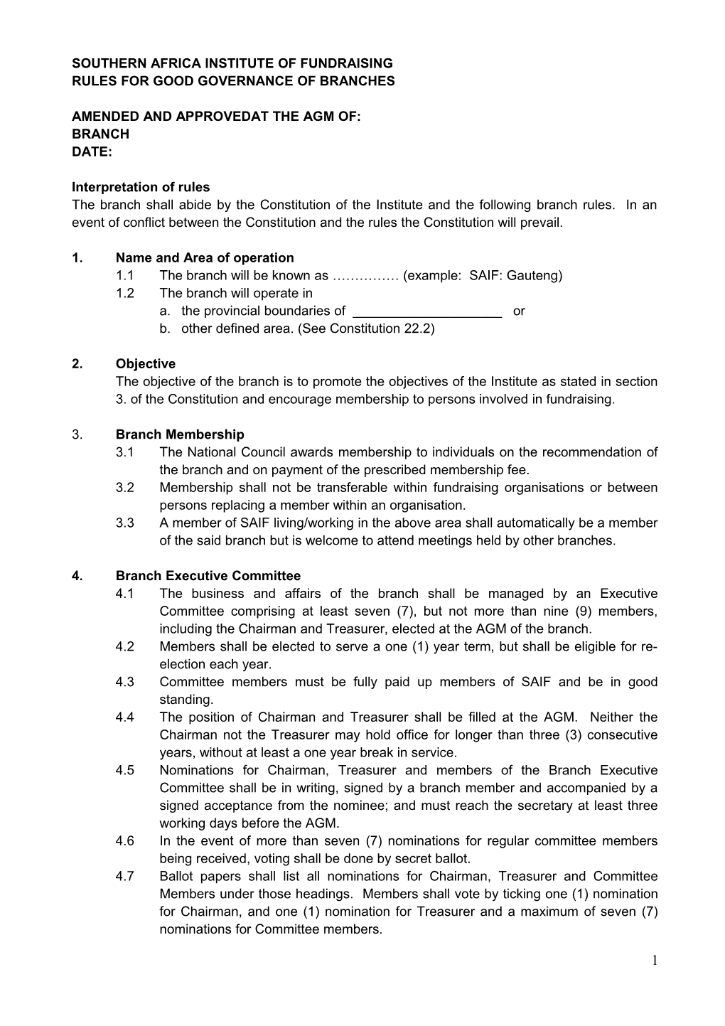 Draft Rules for Branches of Saif