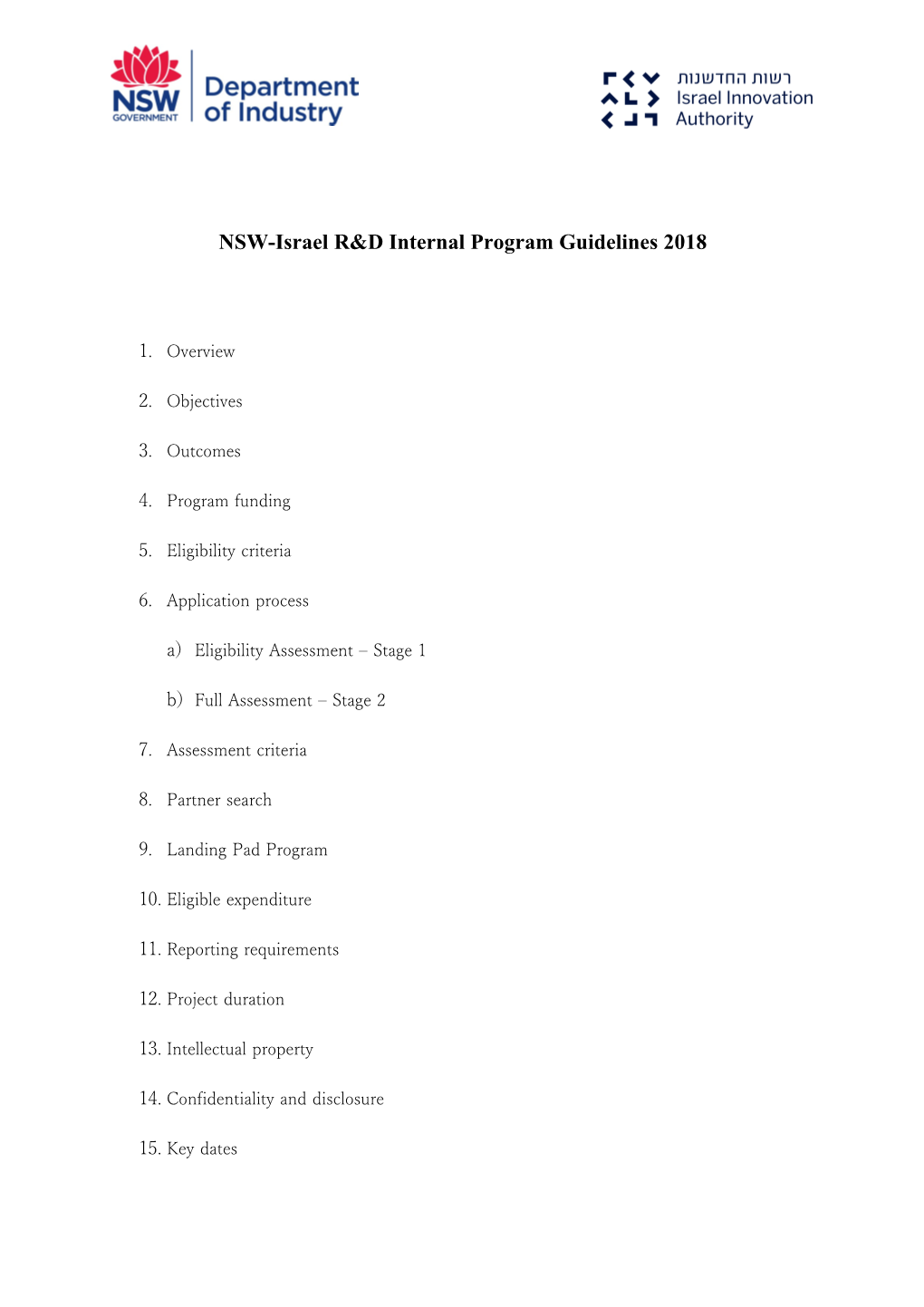 NSW-Israel R&D Internal Program Guidelines 2018