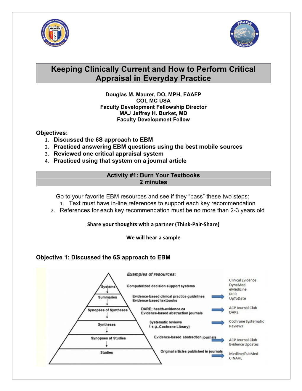 Keeping Clinically Current and How to Perform Critical Appraisal in Everyday Practice