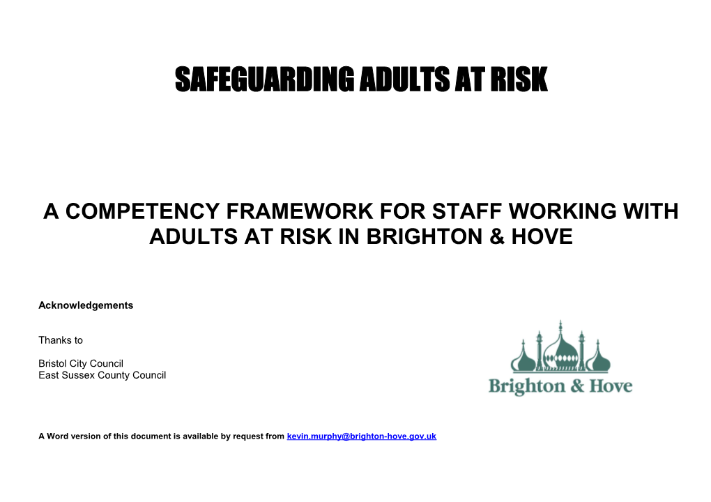 Safeguarding Adults Competency Framework