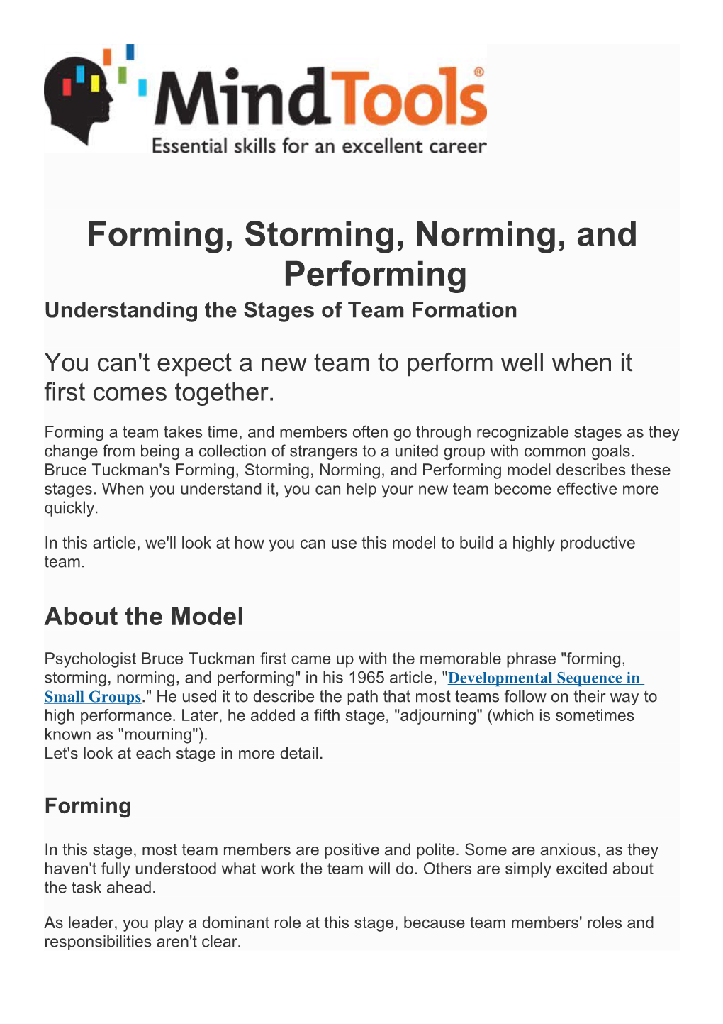 Forming, Storming, Norming, and Performing