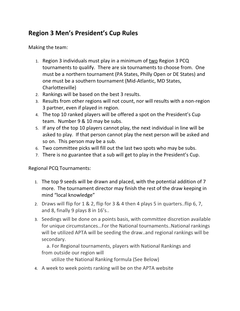 Region 3 Men S President S Cup Rules