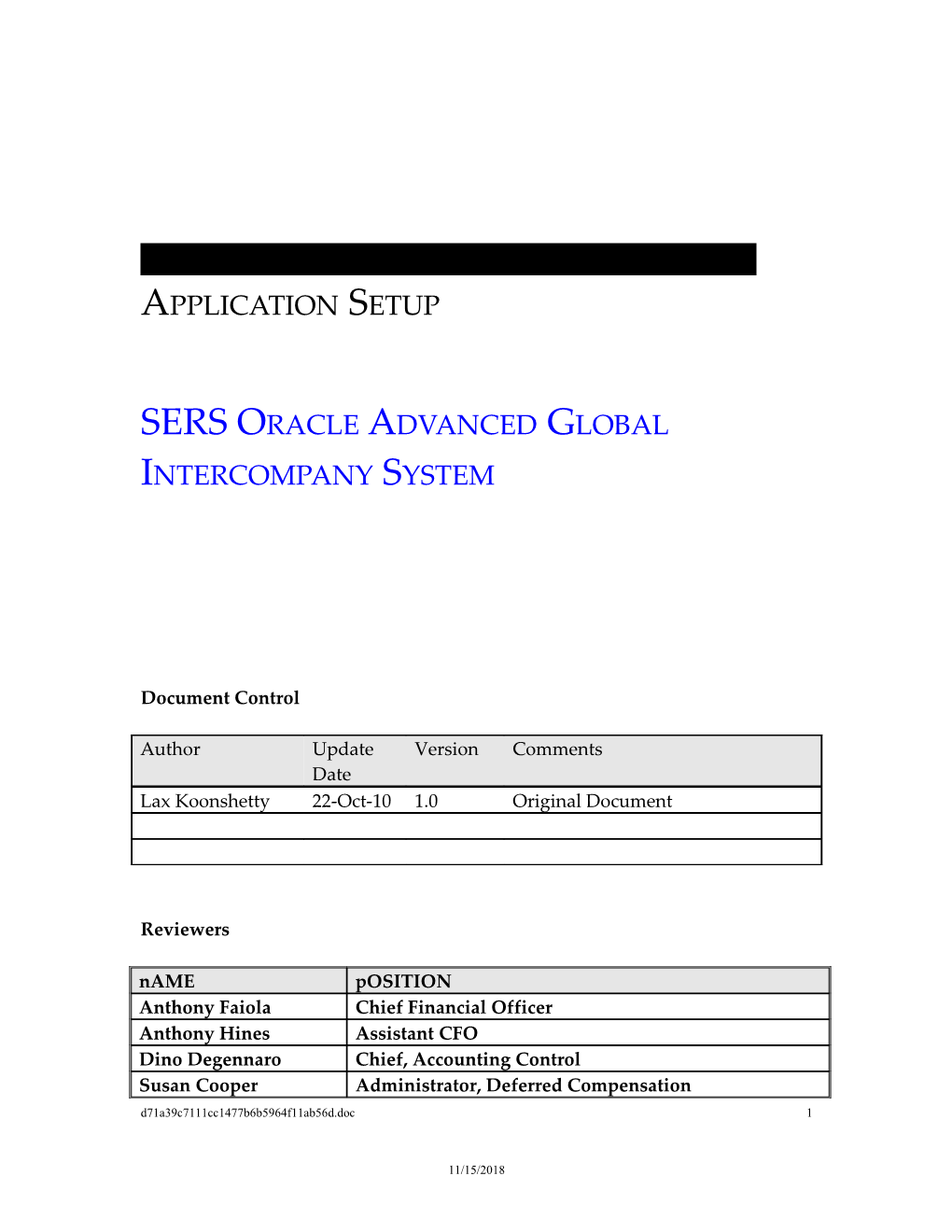 SERS Oracle Advanced Global Intercompany System