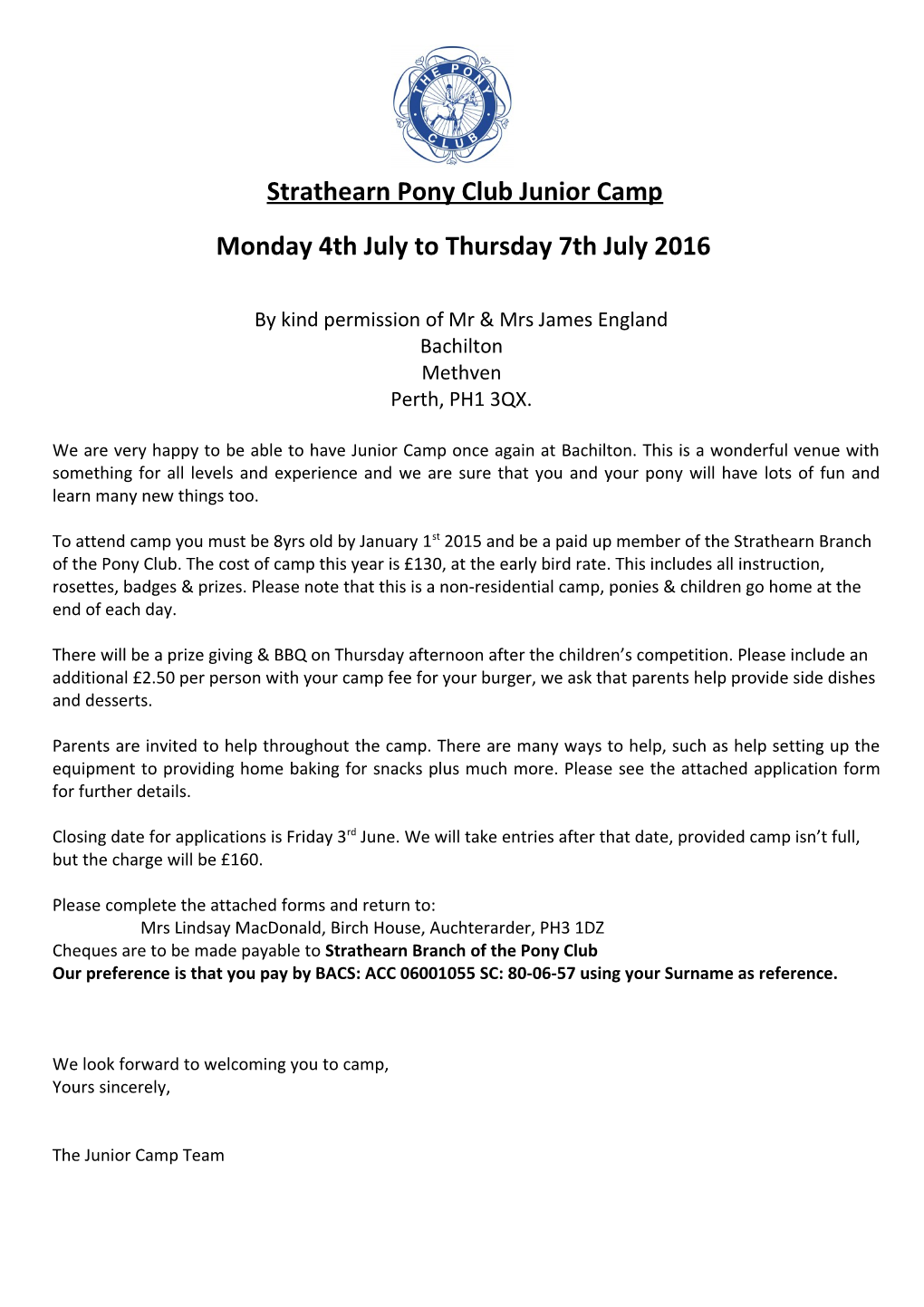 Strathearn Pony Club Junior Camp