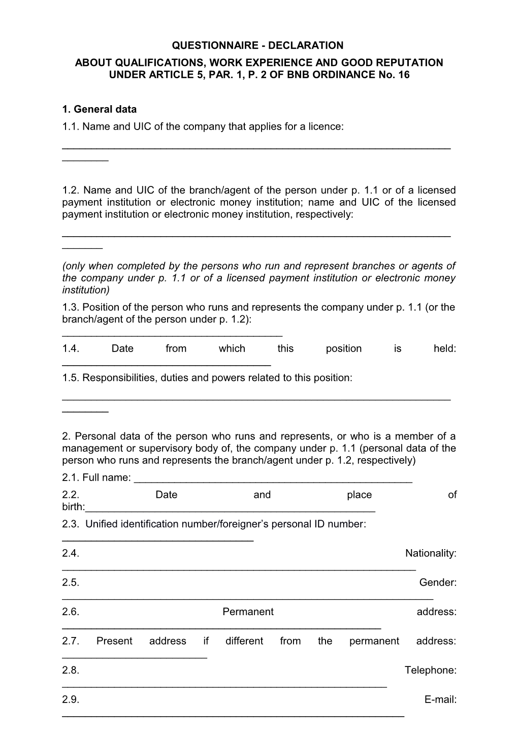 1.1. Name and UIC of the Company That Applies for Alicence