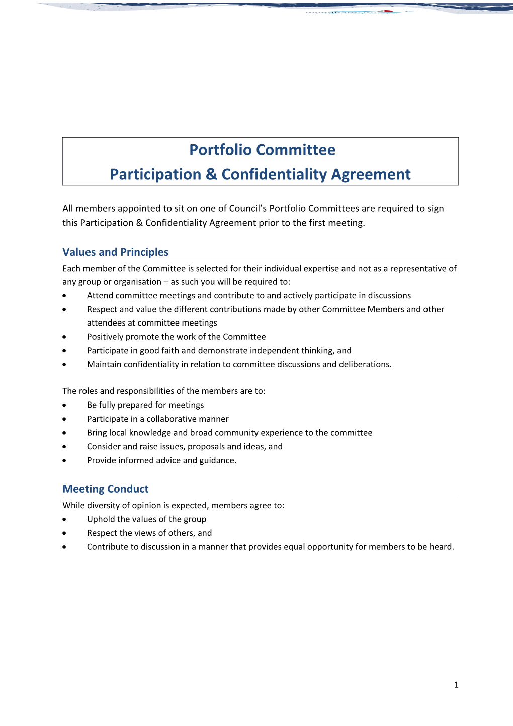 Participation & Confidentiality Agreement