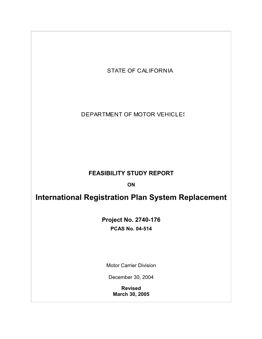 International Registration Plan System Replacement