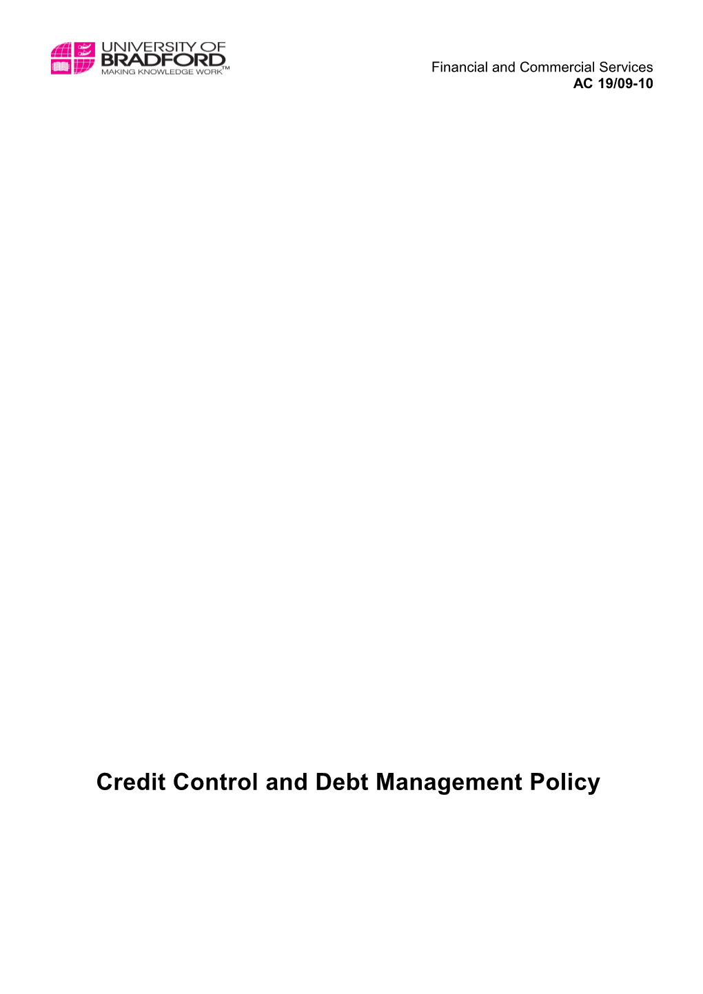 Credit Control and Debt Management Policy