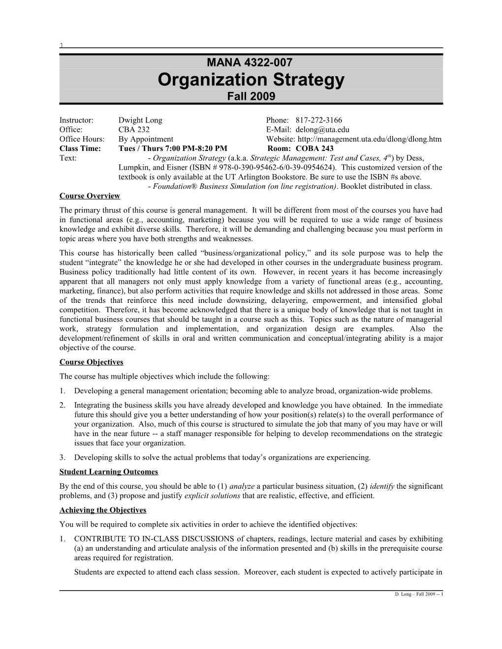 Organization Strategy