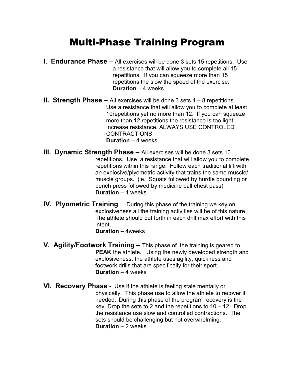 4 Phase Strength Training Program