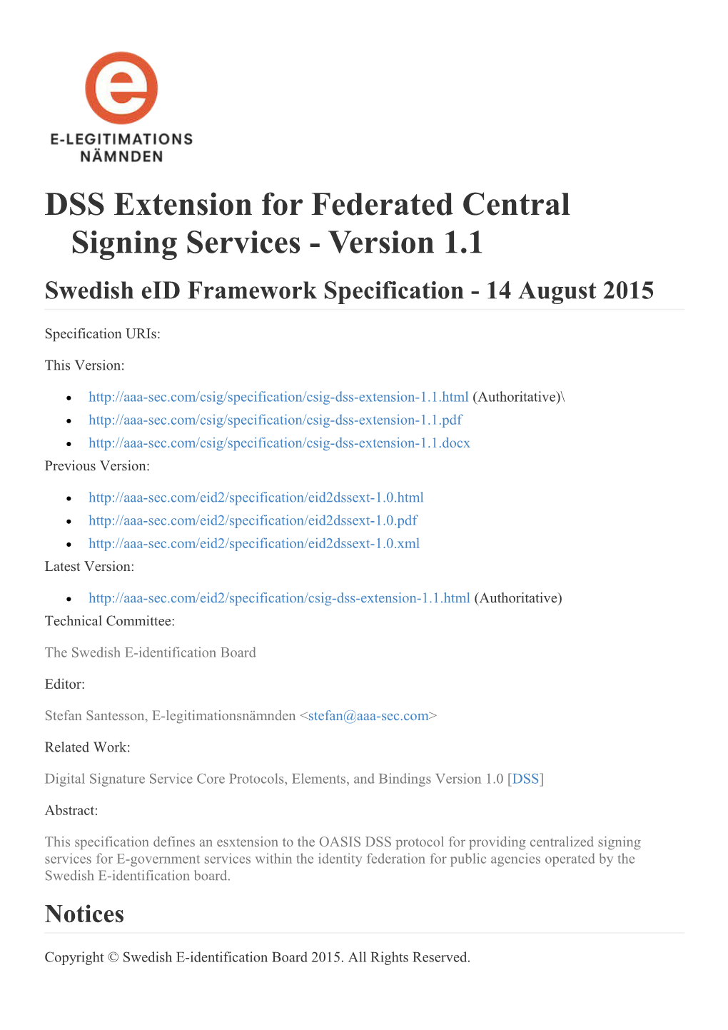 ELN-0609 - DSS Extension for Federated Signing Services