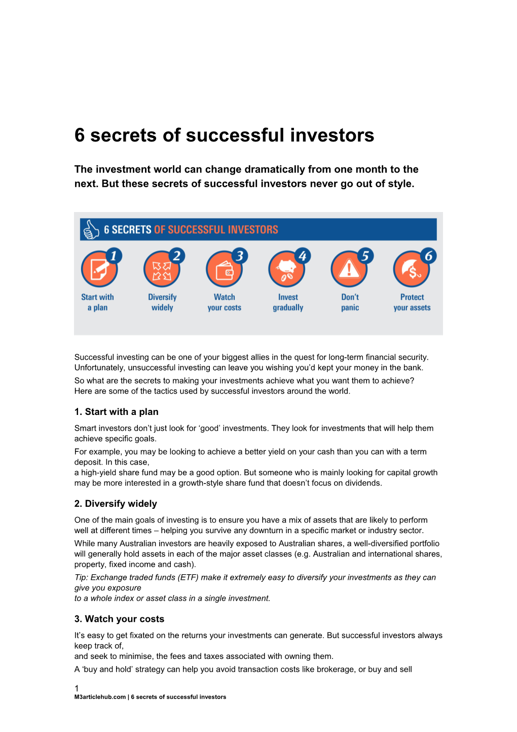 6 Secrets of Successful Investors