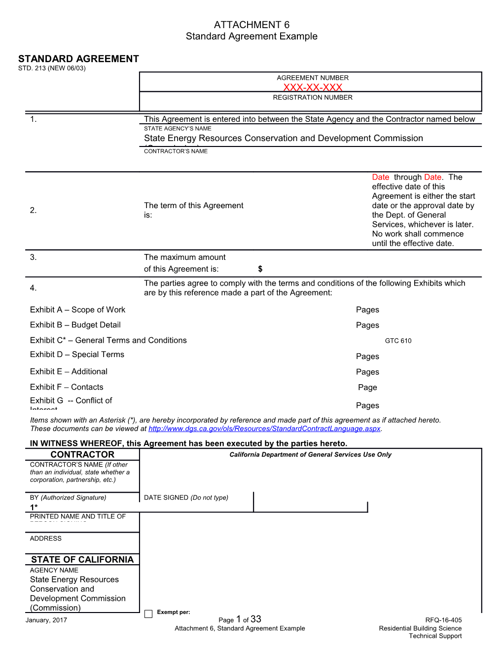 Standard Agreement Example