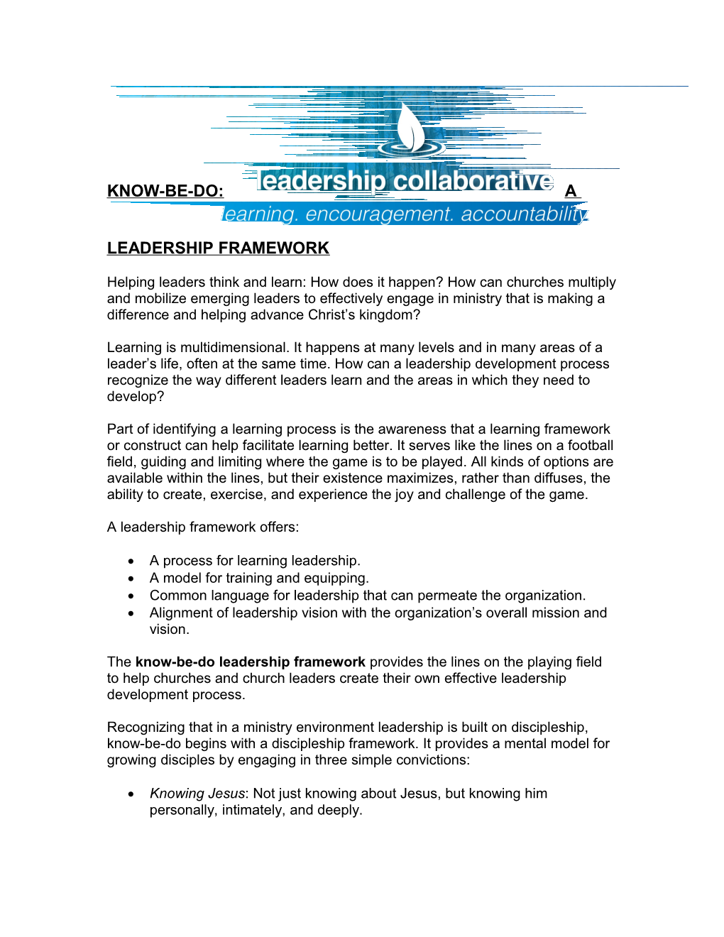 Know-Be-Do: a Leadership Framework