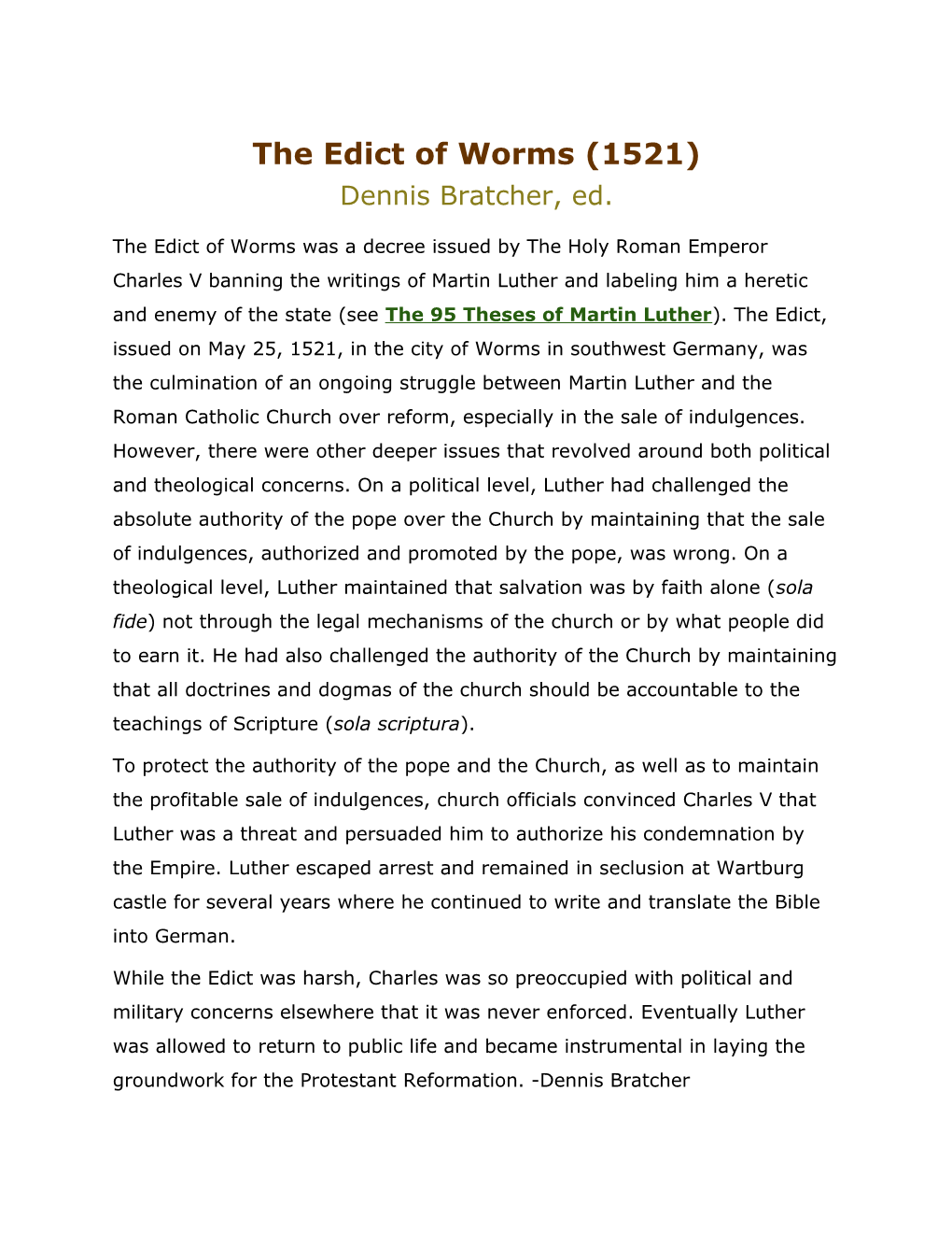 The Edict of Worms (1521)