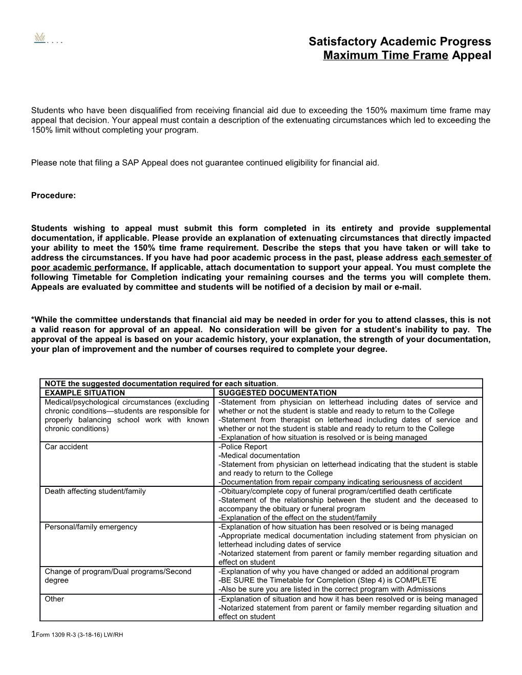 Satisfactory Academic Progress Maximum Time Frame Appeal