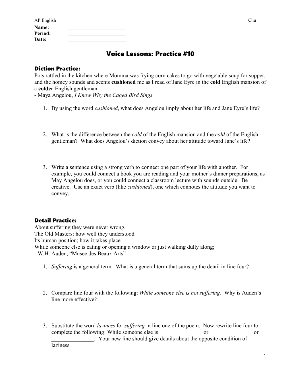 Voice Lessons: Practice #10