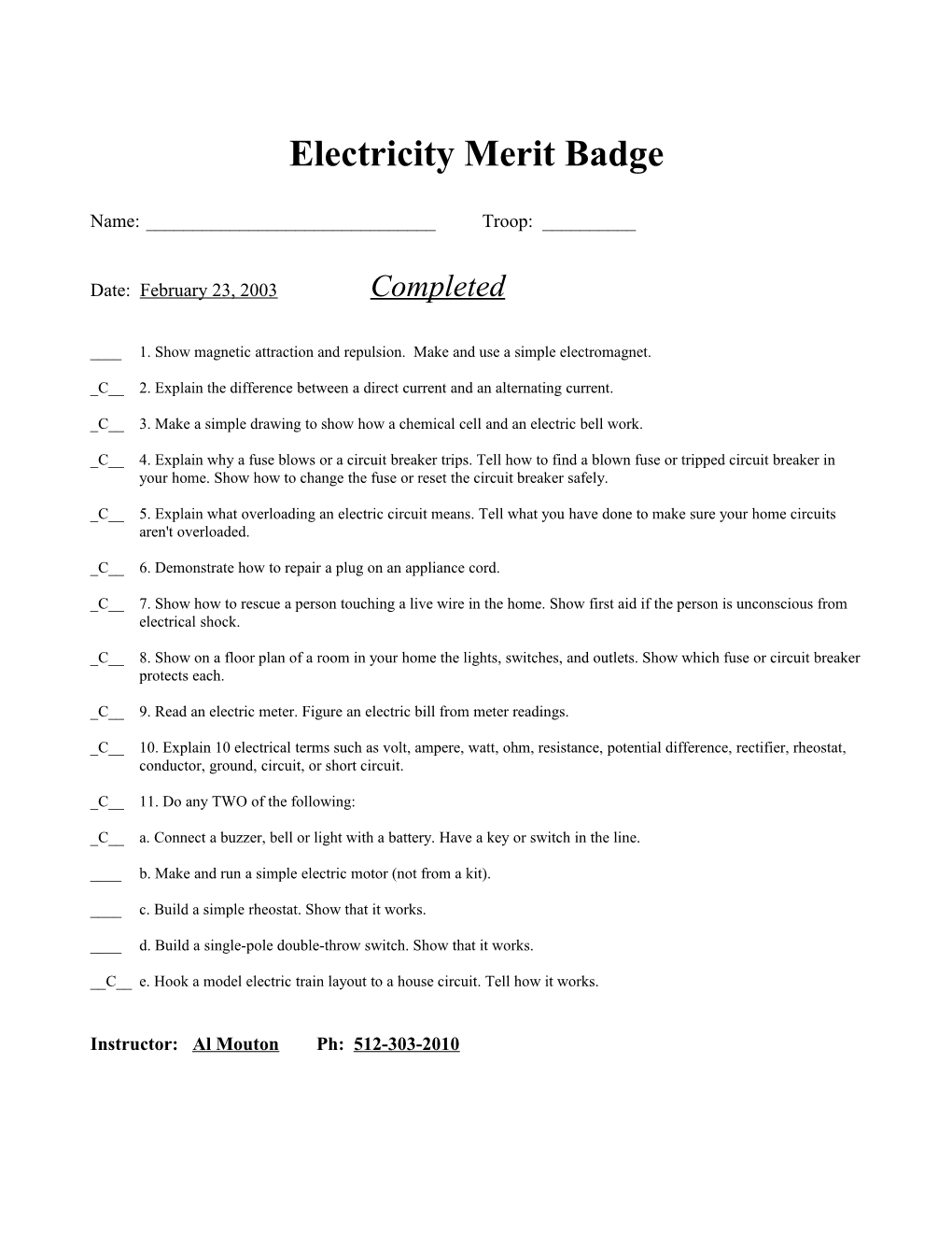 Electricity Merit Badge