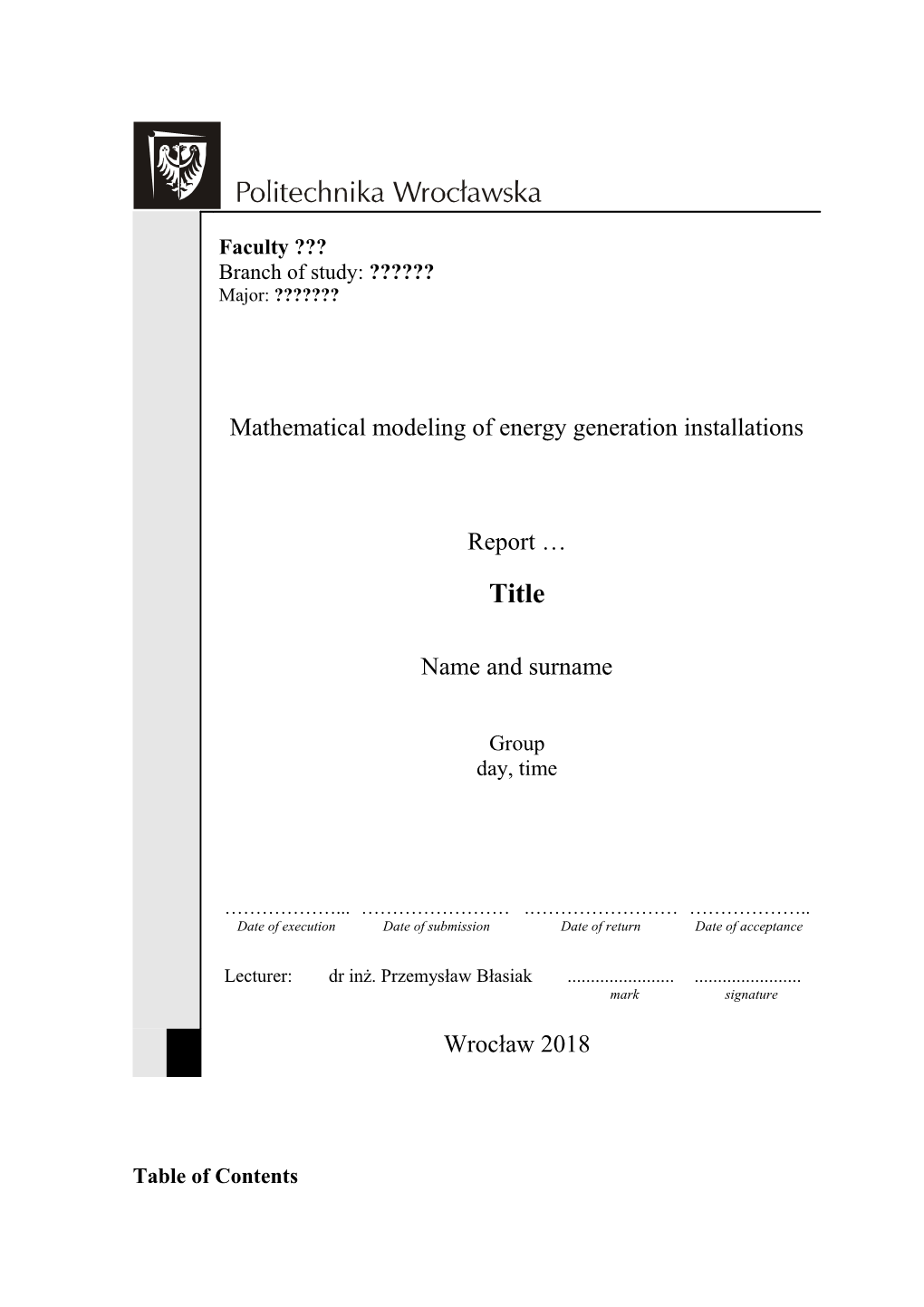 Mathematical Modeling of Energy Generation Installations
