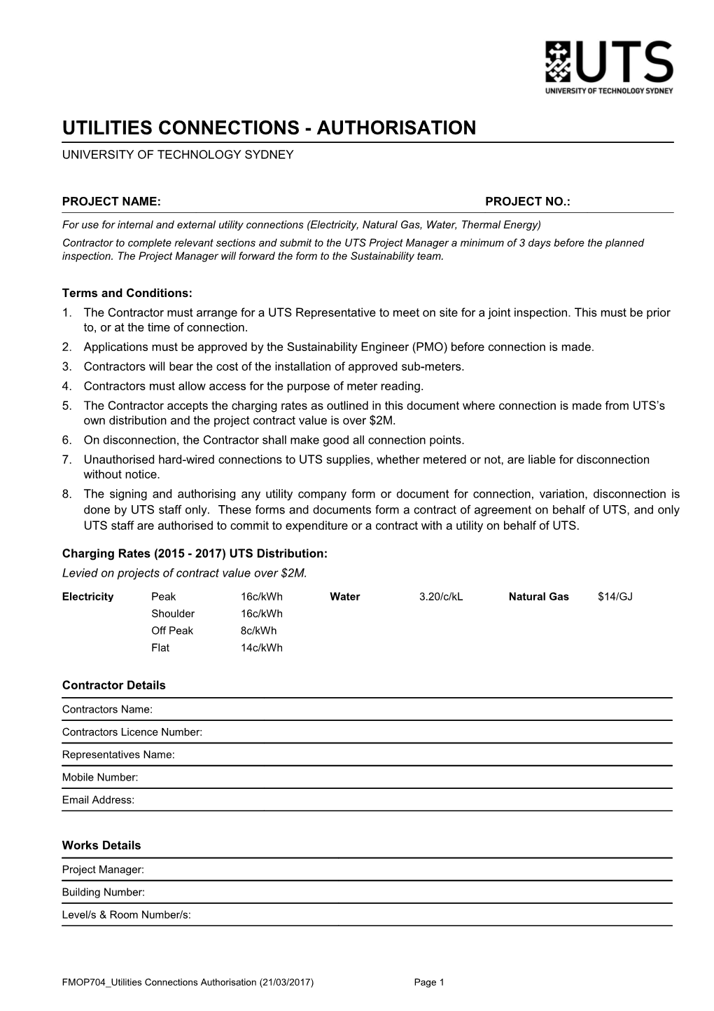 Utilities Connections - Authorisation