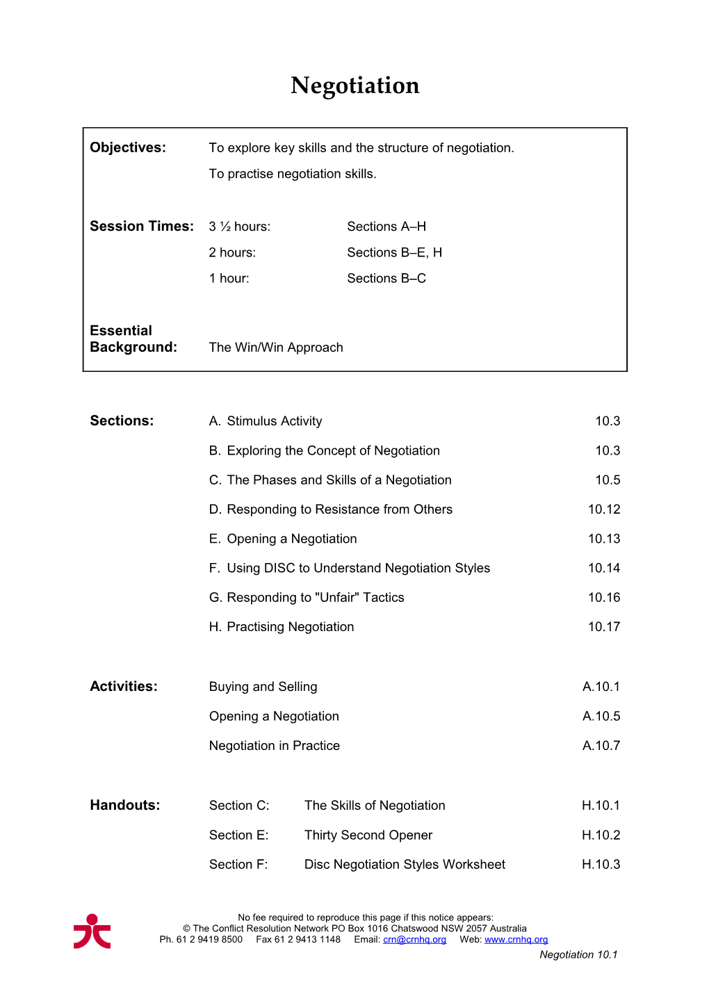 C.The Phases and Skills of a Negotiation10