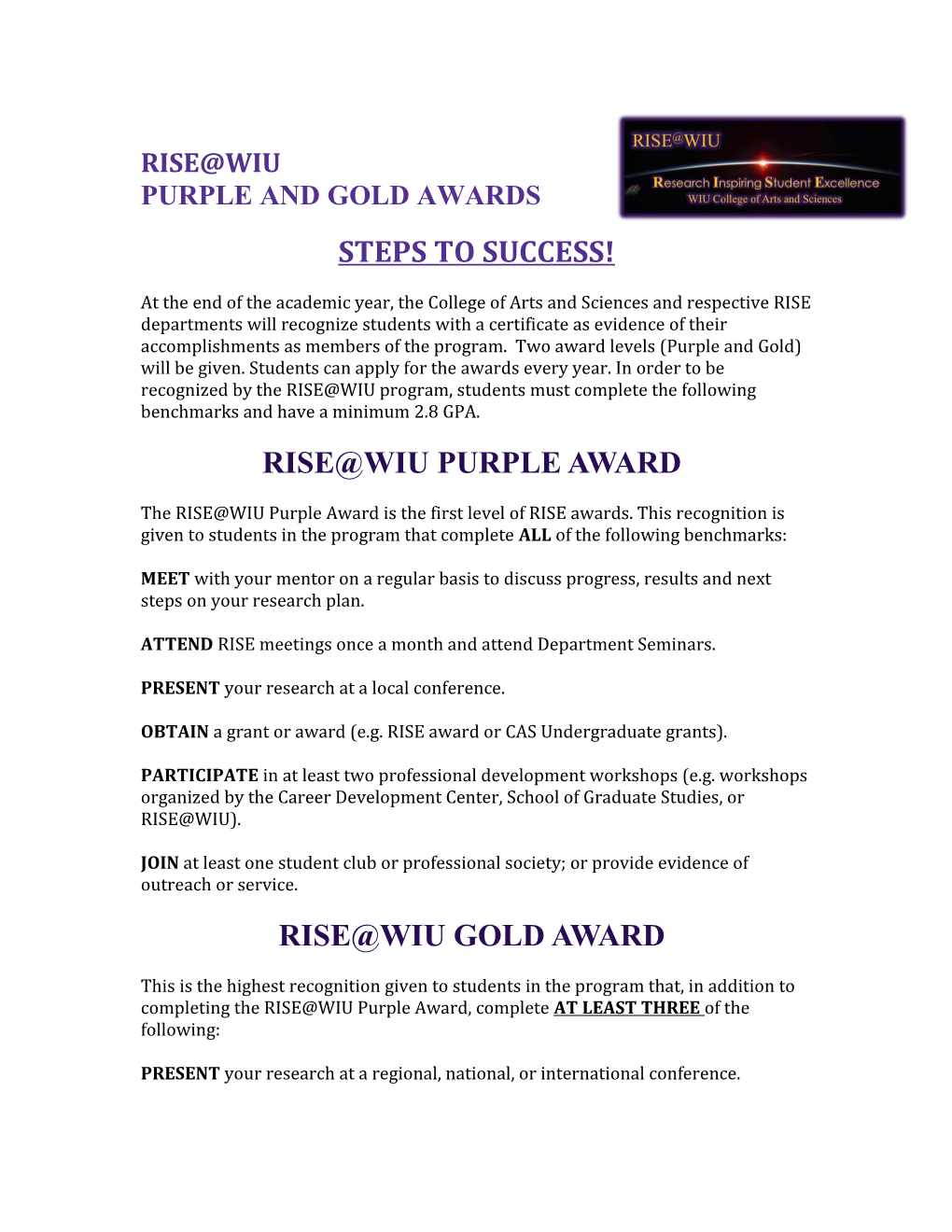 Purple and Gold Awards