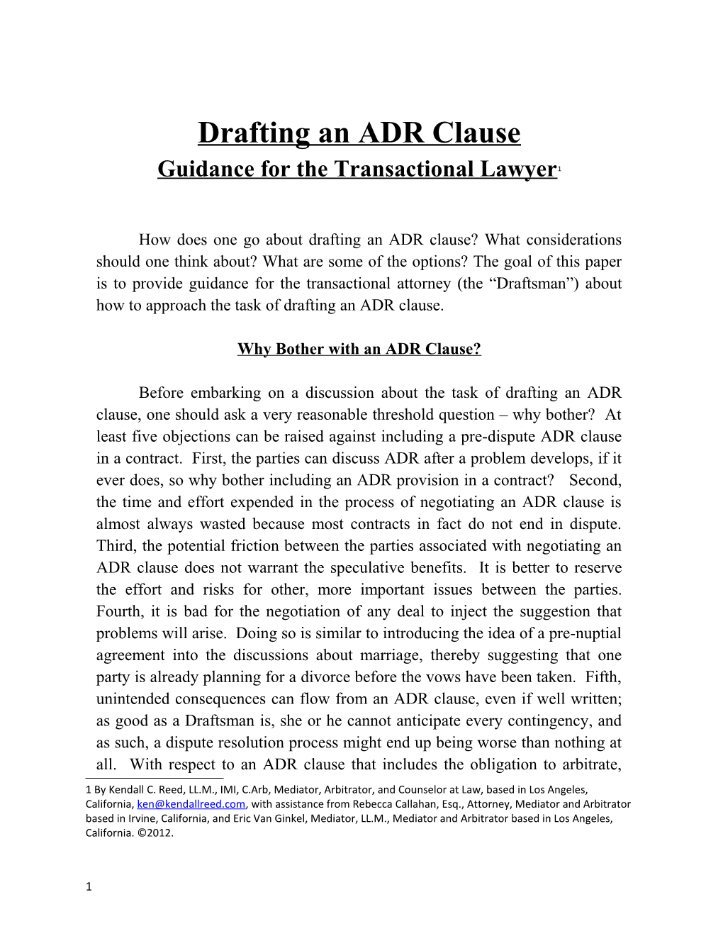 Drafting an ADR Clause