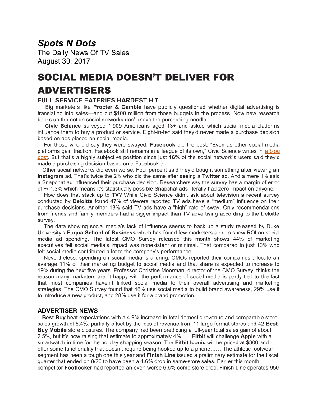Social Media Doesn T Deliver for Advertisers